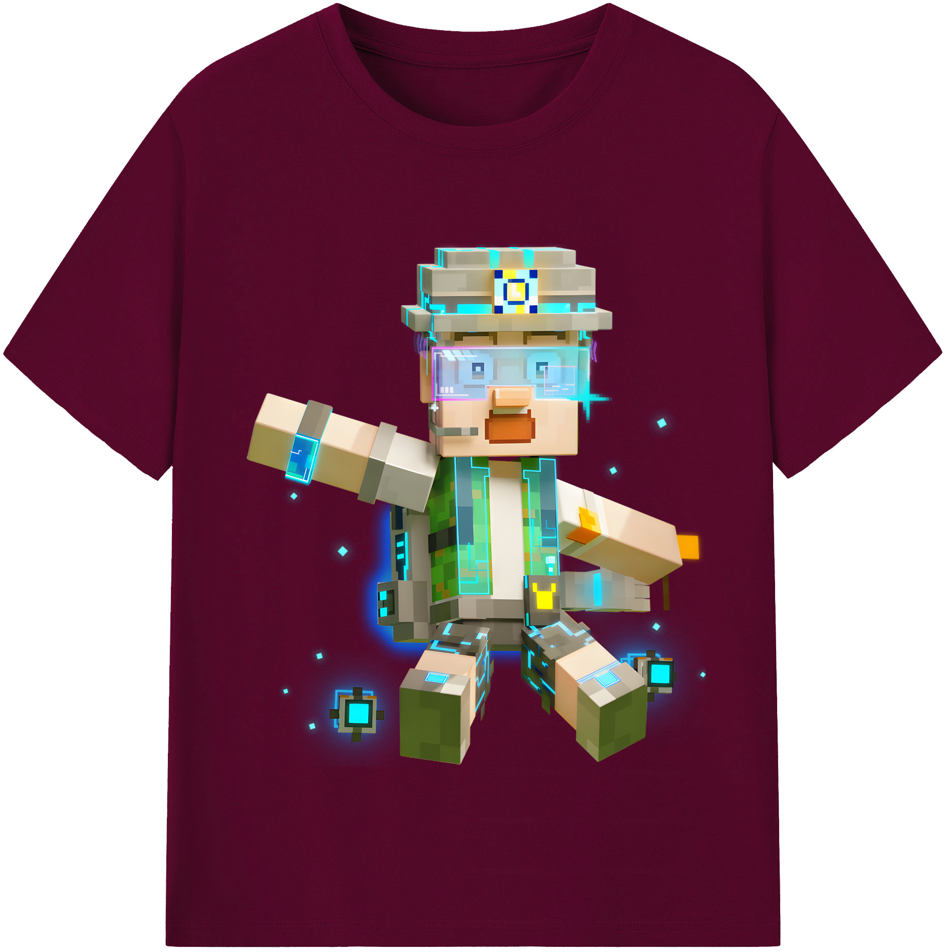 （画像用） マインクラフト ブロックの世界 Minecraft MC Block world レディースカジュアルプリントTシャツ（綿100％）